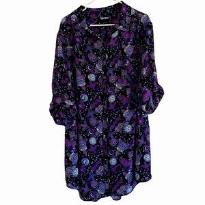 Torrid 4D Haunted Mansion Button Down Purple Mystical Tunic NWT 3X